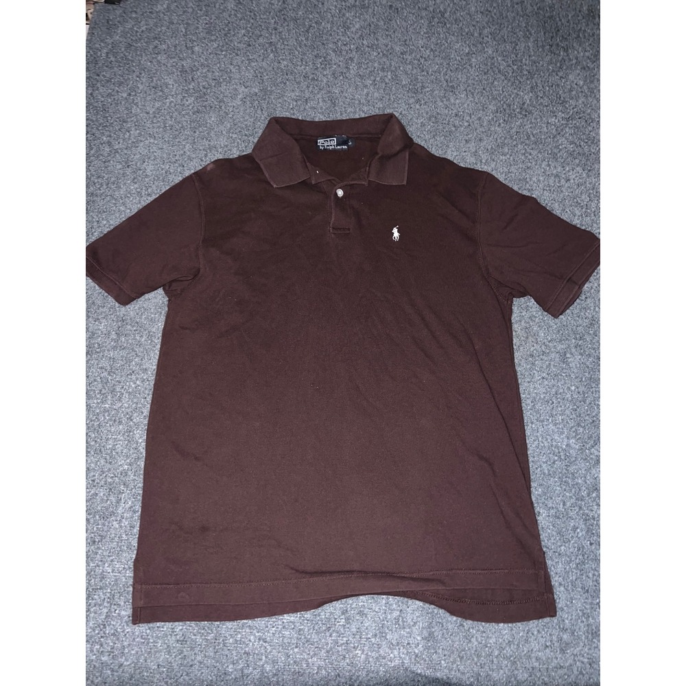 Polo Ralph Lauren Mens Large Brown Short Sleeve Cotton Pique Polo Shirt